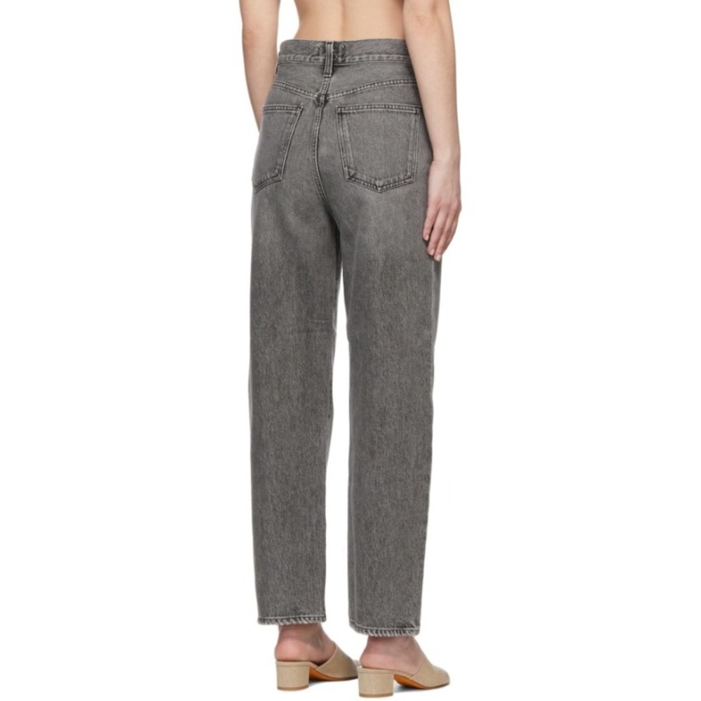 NWT AGOLDE High Rise Fold Waistband Jeans Straight Wide Leg Charcoal Wash 27 - Picture 4 of 12